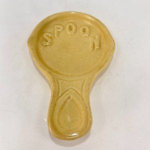 Vtg Morton USA Spoon Rest Yellow Ceramic Stoneware Farmhouse